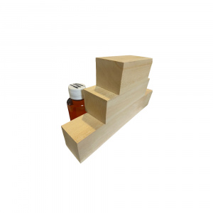 Set 4 blocuri din lemn de tei pentru cioplit 47 x 47 mm cu 100 ml ulei in