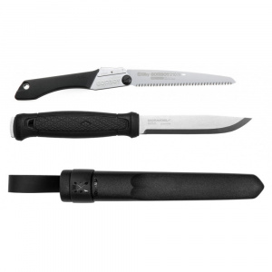 Set Cutit Garberg Inox Si Fierastrau pliabil bushcraft, camping Silky Gomboy 210mm cu 10dinti, 30mm