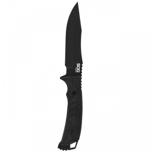 Cutit cu lama fixa SOG Pillar Blackout USA Made UF1003-BX, lama Clip Point CPM S35VN Black TiNi, maner Canvas Micarta Black, teaca Kydex, Made in USA - Img 3