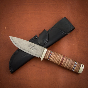 Cutit Fallkniven NL5CXL Idun Northern Light, lama Cowry X Damascus, maner piele naturala, lama 100 mm - Img 9