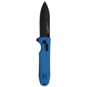 Cutit pliabil SOG Pentagon XR LTE Blue 12-61-06-57, lama Spear Point CTS XHP Blue TiNi, XR Lock, Flipper, maner Carbon Fiber Blue, EDC Tactical - Img 2