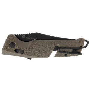 Cutit pliabil SOG Trident AT FDE Tanto 11-12-12-41, lama Tanto CRYO D2 Black TiNi, deschidere asistata S.A.T., AT-XR Lock, taietor de centura, spargator geam, maner GRN Flat Dark Earth - Img 6