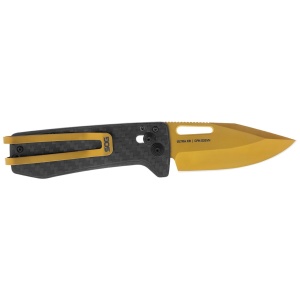 Cutit pliabil SOG Ultra XR Gold 12-63-02-57, lama Clip Point CPM S35VN TiNi Gold, XR Lock, Thumb Stud, maner Carbon Fiber, EDC Ultra Lightweight