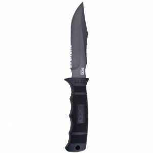 Cutit tactic SOG SEAL Pup Black, otel AUS-8, lama partial zimtata 120 mm