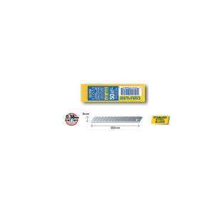 Set 50 lame inox 9 mm OLFA AB-50S Japonia, pentru folie geam si colantari