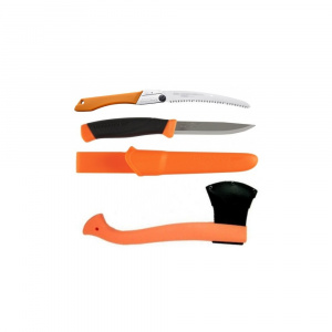 Set Cutit Heavy Duty ORANGE, Fierastrau Silky Gomboy curbat 240mm cu 8dinti, 30mm si Topor portocaliu