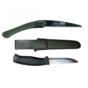 Set Cutit Morakniv Companion MG (S) si fierastrau Bahco pentru bushcraft, camping, vanatoare