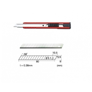 Set Cutter / cutit utilitar mic NT Cutter - 9mm + 10 lame de schimb + rigla 30 cm - Img 9