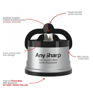 ANY- Essentials Silver Dispozitiv de ascutit cutite cu carcasa plastic, Silver, Anysharp - Img 2