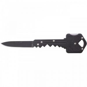 Cutit breloc SOG Key Knife Black KEY-101, lama 5Cr13MoV, Lockback, design cheie, EDC Keychain Knife - Img 1