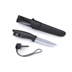 Cutit outdoor Morakniv Companion Spark S Black, otel inoxidabil 12C27, cu amnar integrat, teaca inclusa