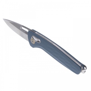 Cutit pliabil SOG One-Zero XR Smoke Gray Chrome 12-73-04-57, lama Drop Point CRYO CPM S35VN Polished, XR Lock, Flipper, maner Aluminiu Smoke Gray, EDC Premium - Img 2