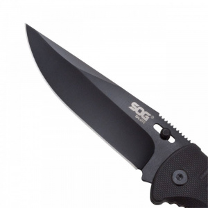 Cutit pliabil SOG Salute Black FF11-CP, lama 8Cr13MoV Black Oxide, Lockback, maner G10, EDC Tactical Folder - Img 2