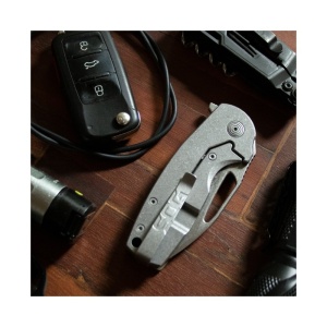 Cutit pliabil SOG Stout FLK OD Stonewash 14-03-01-57, lama Clip Point CRYO D2 Stonewashed, Frame Lock, deschidere Flipper, maner G10 Olive Drab, EDC - Img 8