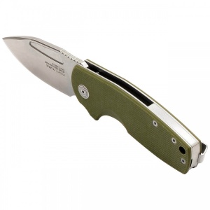 Cutit pliabil SOG Stout SJ OD G10 Stonewash 16-03-01-57, lama Sheepsfoot D2 Stonewashed, Slip Joint, Nail Nick, maner G10 Olive Drab, EDC - Img 2