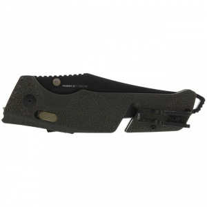 Cutit pliabil SOG Trident AT Olive Drab 11-12-03-41, lama Drop Point CRYO D2 Black TiNi, deschidere asistata S.A.T., AT-XR Lock, taietor de centura, spargator de geam, maner GRN Olive Drab - Img 3