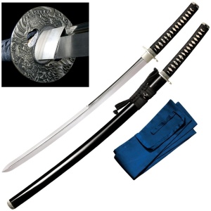 Katana Cold Steel Emperor Double Edge Katana CS-88DEC, lama dubla din otel carbon 1060, teaca din lemn lacuit