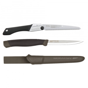 Set Cuțit Companion, Heavy Duty MG Si Fierastrau pliabil bushcraft, camping Silky Gomboy 210mm cu 10dinti, 30mm