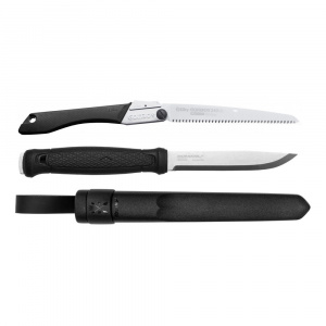 Set Cutit Garberg Inox Si Fierastrau pliabil bushcraft, camping Silky Gomboy 240mm cu 10dinti, 30mm