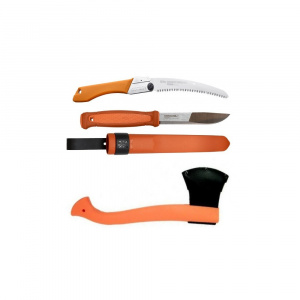 Set Cutit Morakniv Kansbol ORANGE, Fierastrau Silky Gomboy curbat 240mm cu 8dinti, 30mm si Topor portocaliu