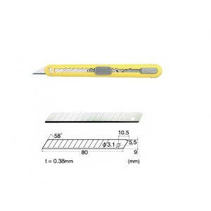 Set Cutter / cutit utilitar mic cu cartus de lame -NT Cutter - 9mm + 10 lame de schimb + rigla 30 cm - Img 9