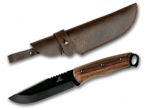 BSH4 Dusk Cutit bushcraft din otel carbon cu maner de nuc si teaca piele, BeaverCraft