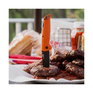 Cutit pliabil SOG Adventurer LB Orange Black 13-11-02-43, lama Drop Point 5Cr15MoV Satin, Lockback, maner GRN Orange/Black, EDC Outdoor - Img 8