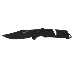 Cutit pliabil SOG Trident AT Blackout 11-12-05-41, lama Clip Point CRYO D2 Black TiNi, deschidere asistata S.A.T., AT-XR Lock, taietor de centura, spargator geam, maner GRN Black - Img 7