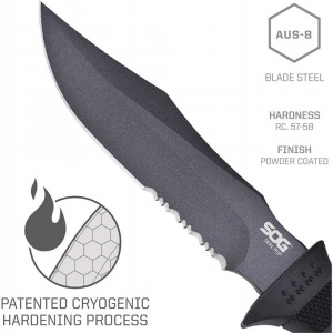 Cutit tactic SOG SEAL Pup Black, otel AUS-8, lama partial zimtata 120 mm - Img 4
