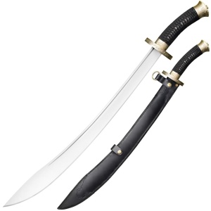 Sabie chinezeasca Cold Steel Willow Leaf Sword CS-88BBB, lama din otel carbon 1055, maner infasurat cu snur, teaca din piele