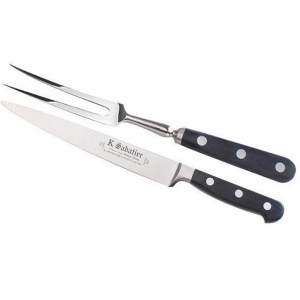 9000TLDFOURCHC Set cutit si furculita curbata- cutie cadou, lungime 20cm, Sabatier Bellevue - Img 1