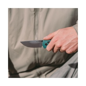 Cutit pliabil SOG Flash AT Petrol Green 11-18-13-41, lama Drop Point CRYO D2 Satin, deschidere asistata S.A.T., AT-XR Lock, maner GRN Petrol Green, EDC Premium - Img 9