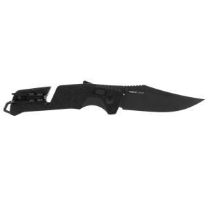Cutit pliabil SOG Trident AT Blackout 11-12-05-41, lama Clip Point CRYO D2 Black TiNi, deschidere asistata S.A.T., AT-XR Lock, taietor de centura, spargator geam, maner GRN Black