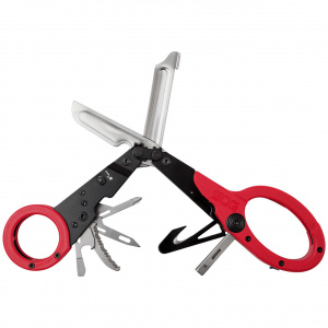 Foarfeca multifunctionala SOG ParaShears Red, 11 functii, Compound Leverage, foarfeca medicala de salvare cu husa nylon