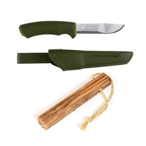 Pachet promo Cutit Morakniv Bushcraft Forest verde si Iasca Tinder-on-a-Rope, Light My Fire