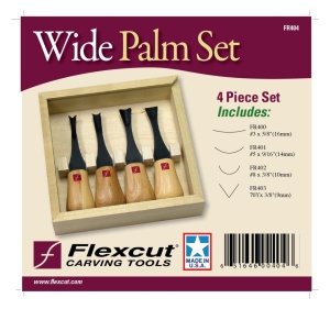 Set 4 dalti cu maner lat pentru sculptura in lemn FR404, Flexcut - Img 2