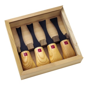 Set 4 dalti cu maner lat pentru sculptura in lemn FR704, Flexcut