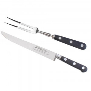 1110DECFOURCHC Set cutit si furculita curbata- cutie cadou, lungime 20cm, Sabatier Authentique - Img 1