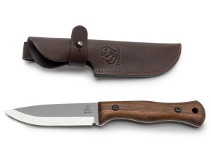 BSH6 Breez Cutit bushcraft din otel carbon cu maner de nuc si teaca piele, BeaverCraft