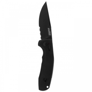 Cutit automat SOG TAC AU Serrated 15-38-02-57, lama Drop Point Cryo D2 partial zimtata, AU-XR Lock, maner din aluminiu, Tactical Automatic Knife - Img 2