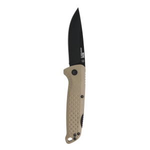 Cutit pliabil SOG Adventurer LB FDE Black 13-11-05-43, lama Drop Point 5Cr15MoV Satin, Lockback, maner GRN FDE & Black, EDC Outdoor - Img 2