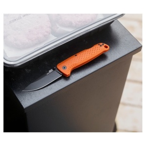 Cutit pliabil SOG Adventurer LB Orange Black 13-11-02-43, lama Drop Point 5Cr15MoV Satin, Lockback, maner GRN Orange/Black, EDC Outdoor - Img 10
