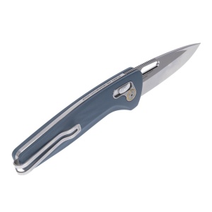 Cutit pliabil SOG One-Zero XR Smoke Gray Chrome 12-73-04-57, lama Drop Point CRYO CPM S35VN Polished, XR Lock, Flipper, maner Aluminiu Smoke Gray, EDC Premium