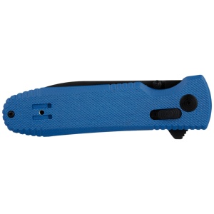 Cutit pliabil SOG Pentagon XR LTE Blue 12-61-06-57, lama Spear Point CTS XHP Blue TiNi, XR Lock, Flipper, maner Carbon Fiber Blue, EDC Tactical - Img 6