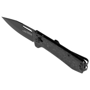 Cutit pliabil SOG Ultra XR XHP Blackout 12-63-05-57, lama Clip Point CTS XHP Black TiNi, XR Lock, Thumb Stud, maner Carbon Fiber, EDC Ultra Lightweight - Img 4