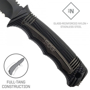 Cutit tactic SOG SEAL Strike Black TiNi, otel AUS-8, lama partial zimtata 125 mm - Img 4