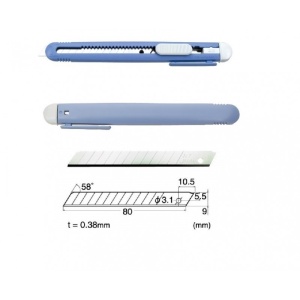 Set Cutter / cutit utilitar mic NT Cutter - 9mm + 10 lame de schimb + rigla 30 cm. - Img 9
