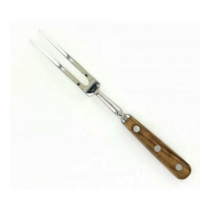 1110FO15COL Furculita curbata, lungime 17cm, maner din lemn de maslin, Sabatier Authentique - Olive.