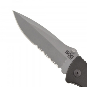 Cutit de salvare SOG Escape Bead Blasted FF24-CP, lama 9Cr18MoV, Lockback, cutter centura, spargator geam, Rescue Knife - Img 3