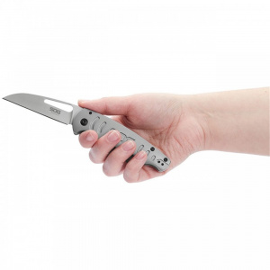 Cutit pliabil SOG Escape FL 14-52-01-57, lama Drop Point 8Cr13MoV, Frame Lock, maner din otel inoxidabil, EDC Rescue Folder - Img 5